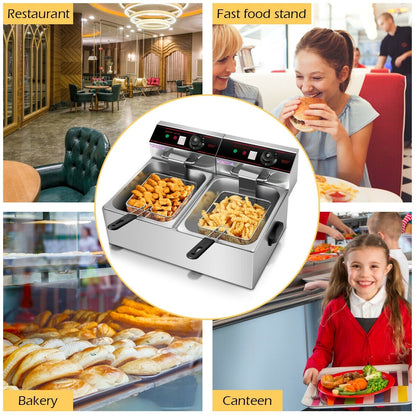 3400W Dual Tank Electric Countertop Deep Fryer, Silver Air Fryers at Gallery Canada