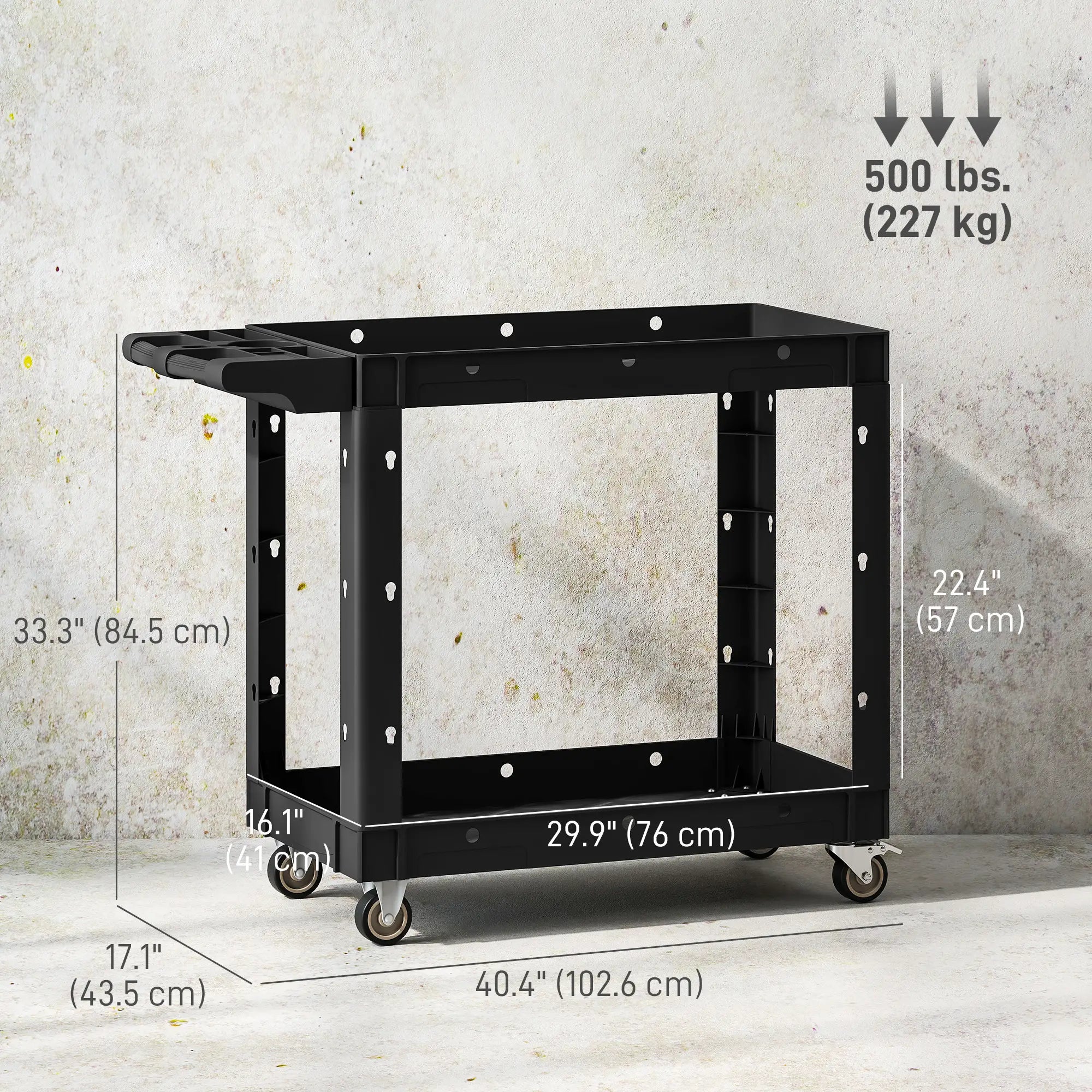 2-Tier Rolling Tool Cart, 500 LBS Capacity, Black Tool Organizers at Gallery Canada