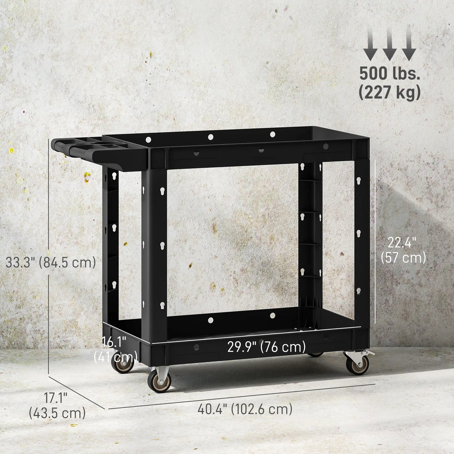 2-Tier Rolling Tool Cart, 500 LBS Capacity, Black Tool Organizers at Gallery Canada