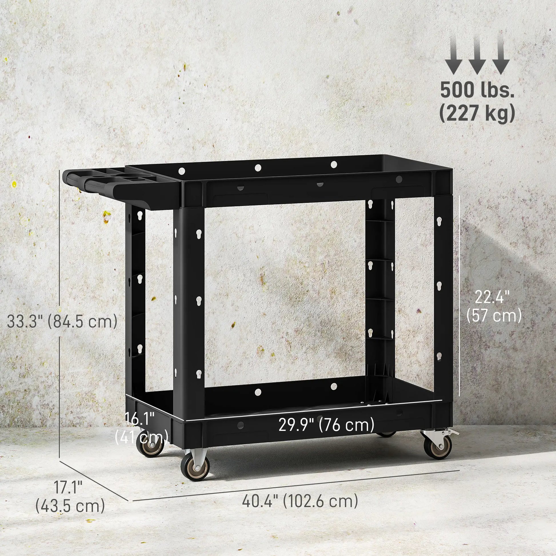 2-Tier Rolling Tool Cart, 500 LBS Capacity, Black Tool Organizers at Gallery Canada
