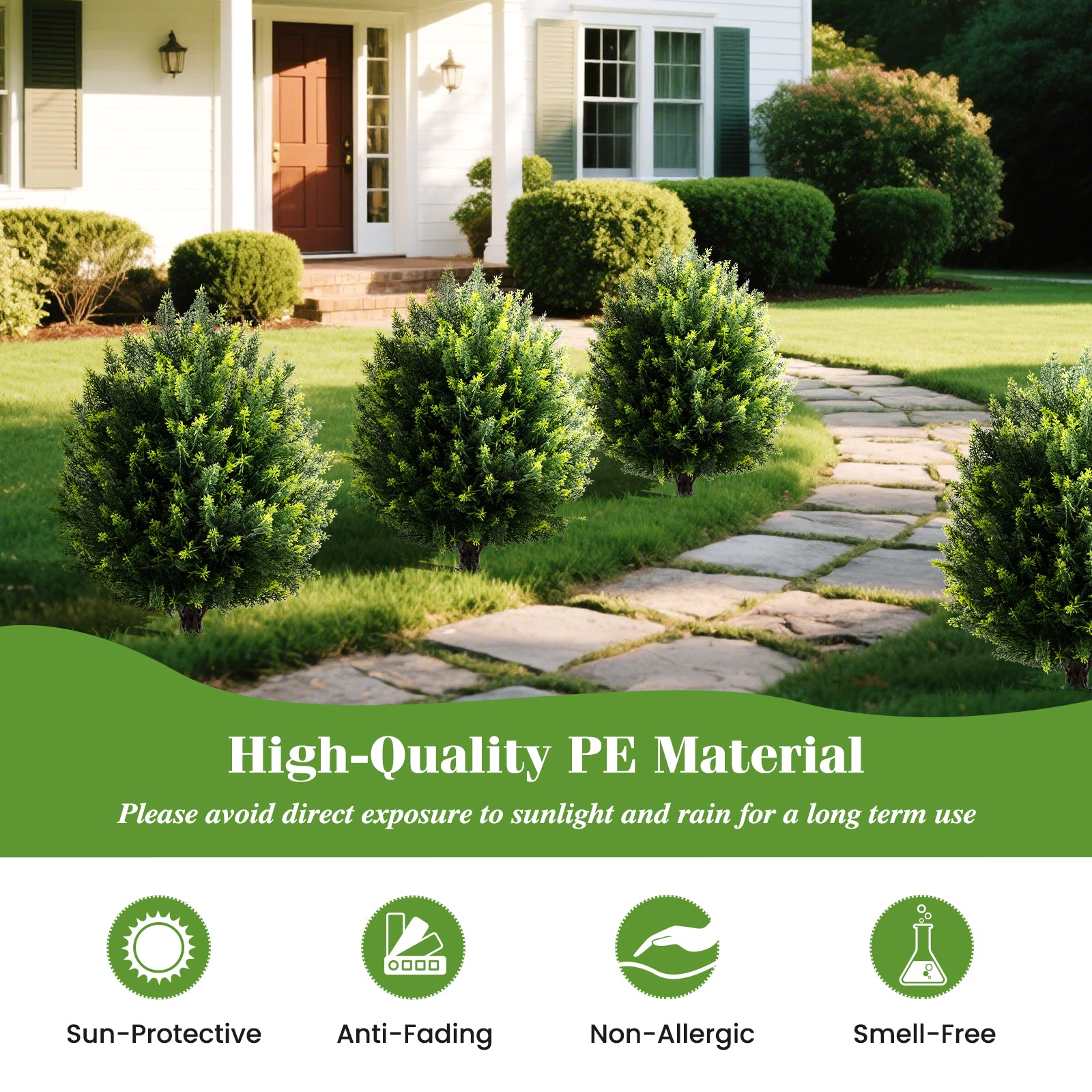 24 Inches Artificial Cypress Topiary Ball Tree Set with Ground Spike, Green Faux Plants at Gallery Canada