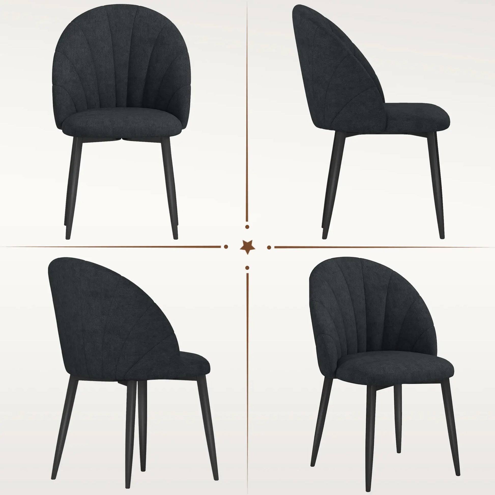 Modern Dining Chairs Set of 4, Upholstered, Metal Legs, Black Dining Chairs at Gallery Canada