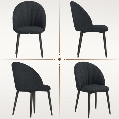 Modern Dining Chairs Set of 4, Upholstered, Metal Legs, Black Dining Chairs at Gallery Canada