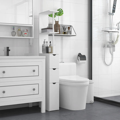 Tall Narrow Bathroom Storage Cabinet, Drawers and Open Shelves, White Bathroom Cabinets at Gallery Canada