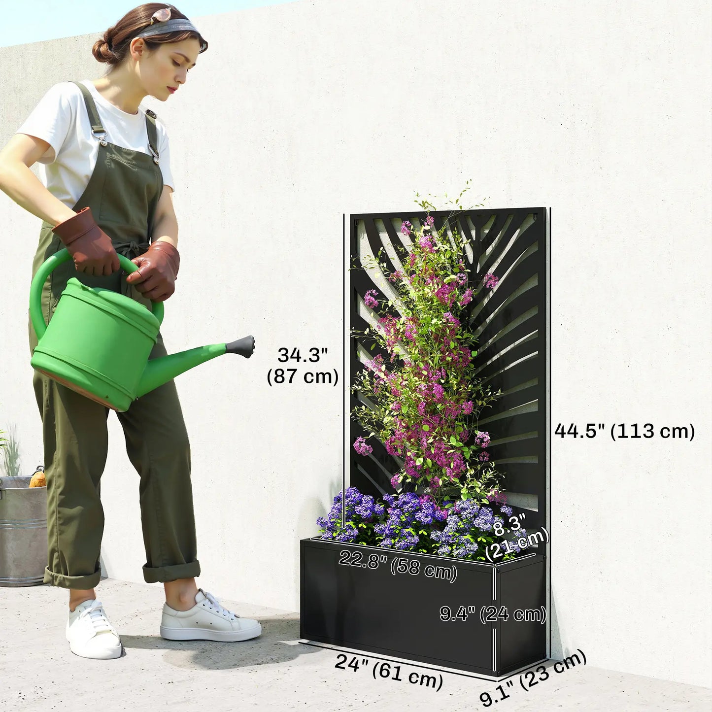 Metal Garden Bed with Trellis for Climbing Plants, Freestanding Galvanized Planter Boxes at Gallery Canada