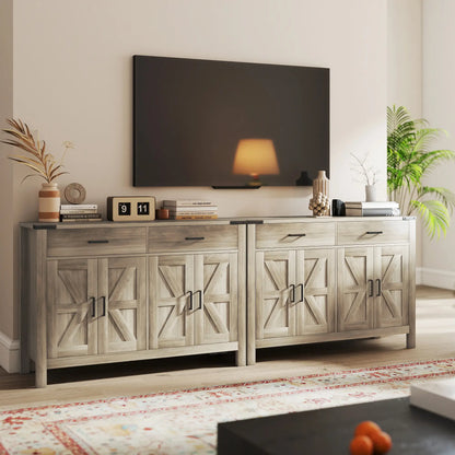 Farmhouse Buffet Cabinet, 2 Drawers, 2 Cabinets, Adjustable Shelves, Grey Bar Cabinets at Gallery Canada