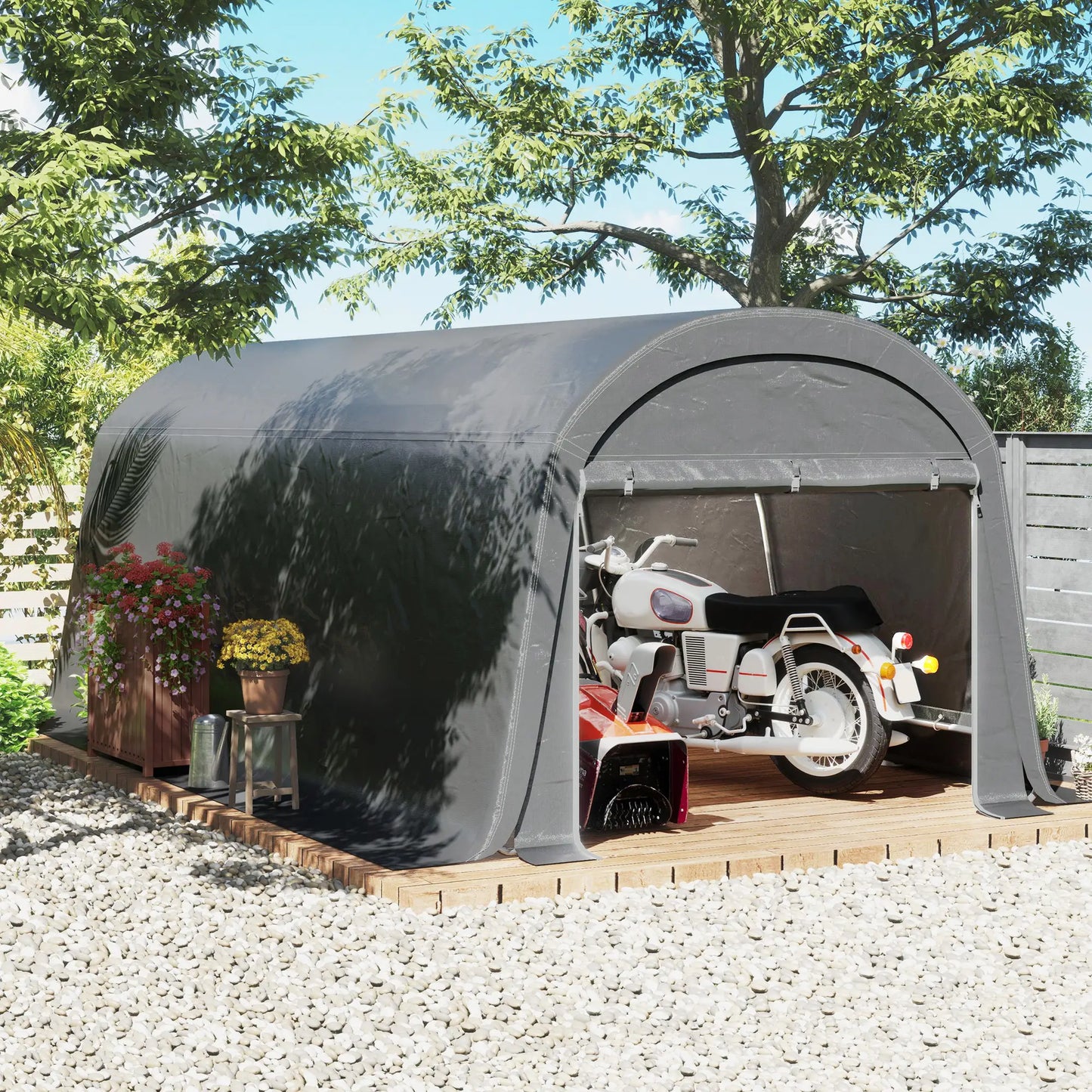 10' x 20' Portable Shed, Motorcycle Bike Tent, Dark Grey Car Shelters at Gallery Canada