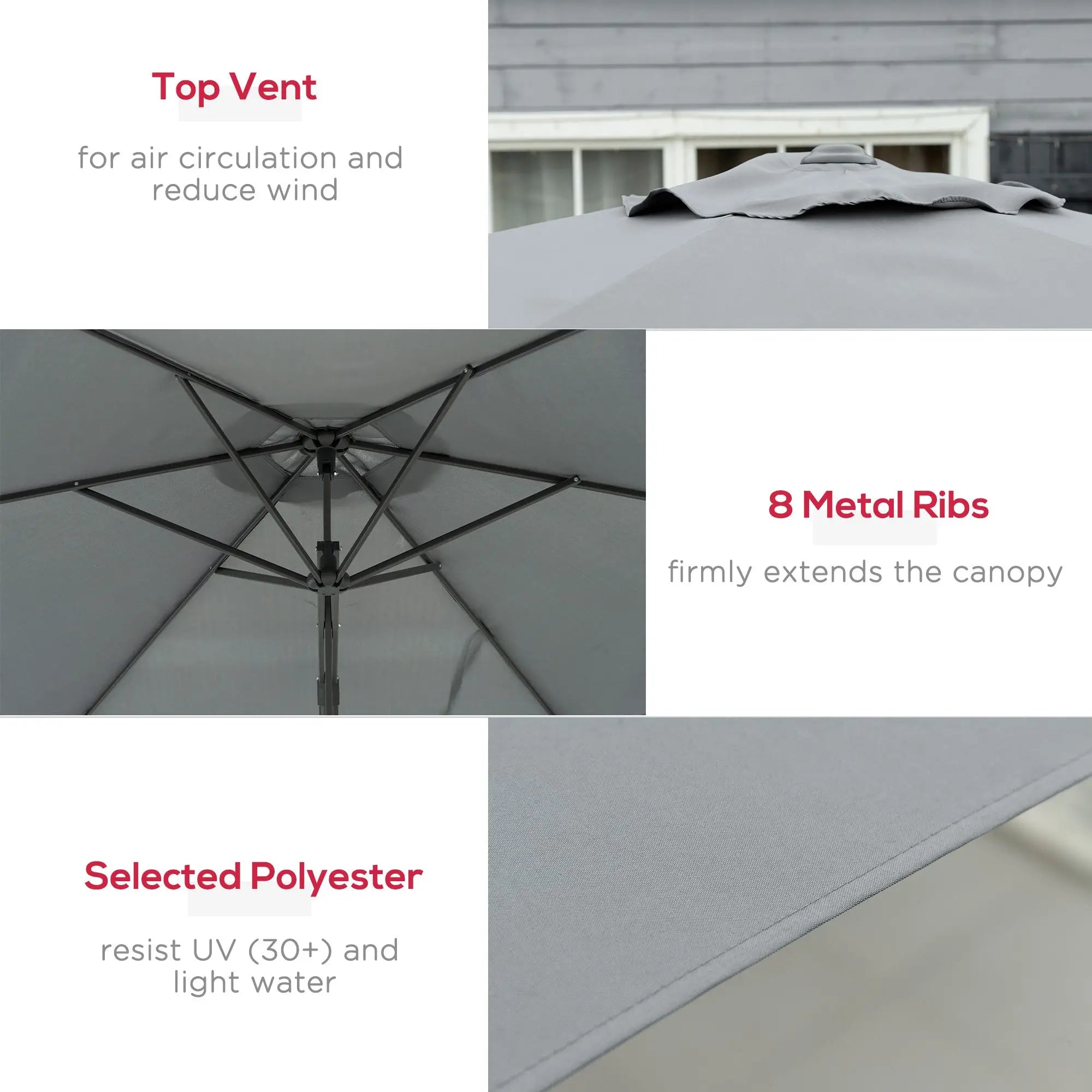 10ft Cantilever Patio Umbrella, Crank Handle, Cross Base, Dark Grey Sun Umbrellas at Gallery Canada