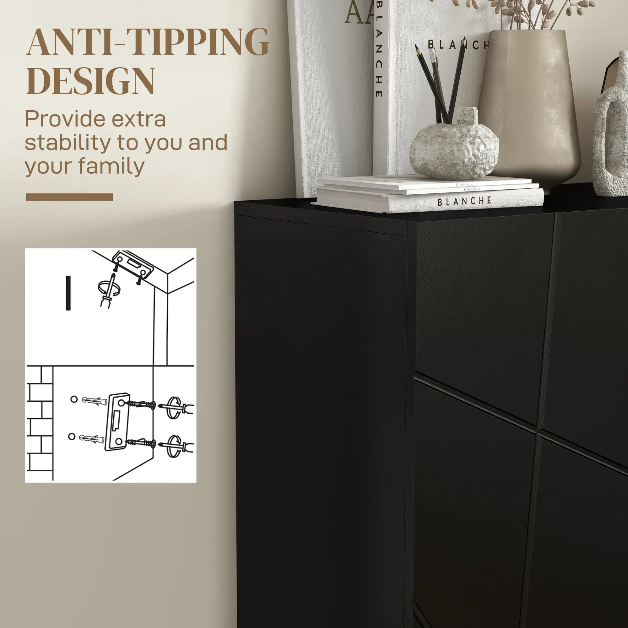 Narrow Shoe Storage Cabinet, Adjustable Shelves, High Gloss, Black Shoe Storage Cabinets & Racks at Gallery Canada