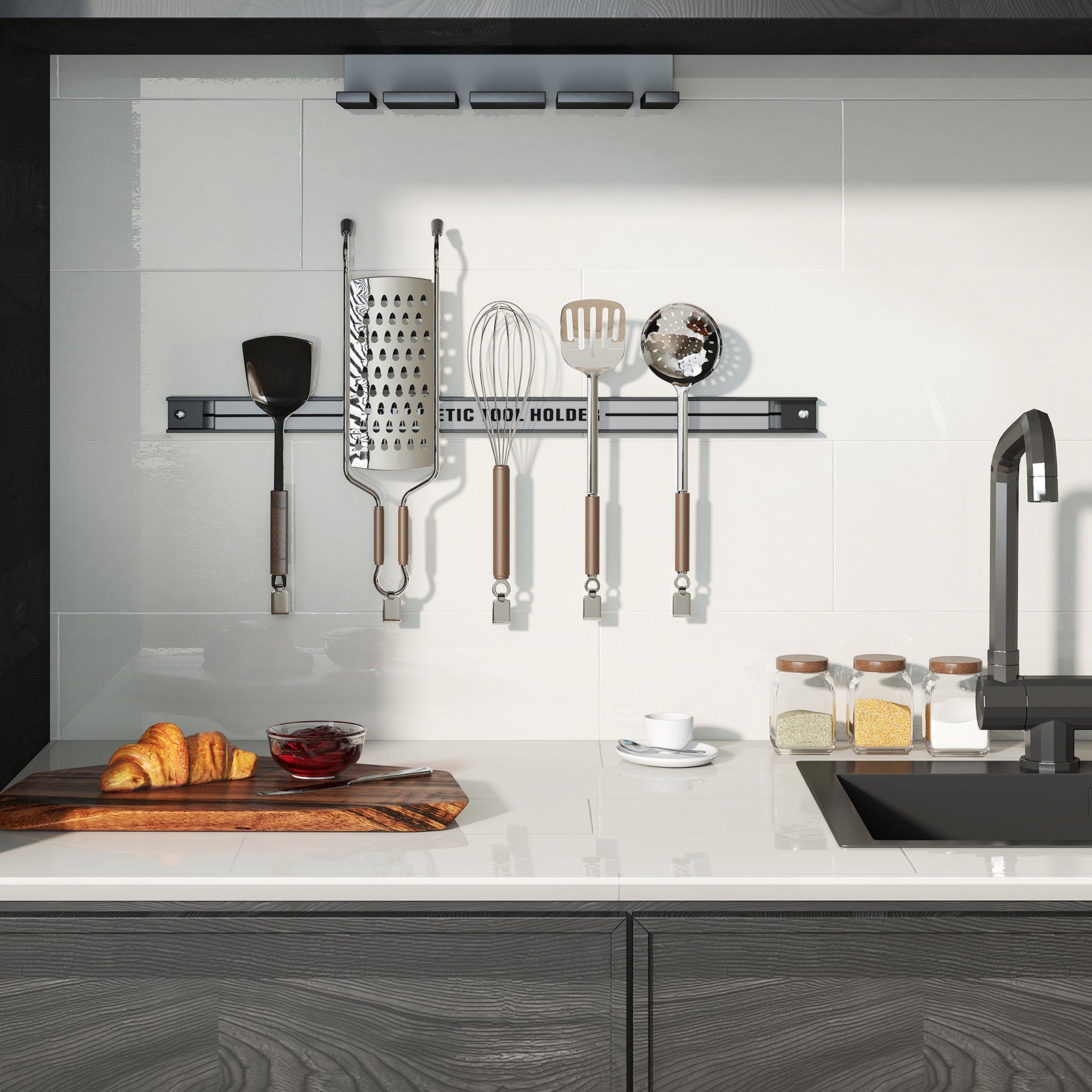 18 Inch Magnetic Tool Holder Strip with Mounting Screws, Silver Garages at Gallery Canada