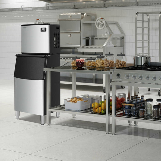 353Lbs/24H Split Commercial Ice Maker, 198 Lbs Storage Bin, Silver Ice Makers Silver at Gallery Canada