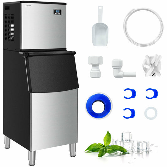 353Lbs/24H Split Commercial Ice Maker, 198 Lbs Storage Bin, Silver Ice Makers Silver at Gallery Canada