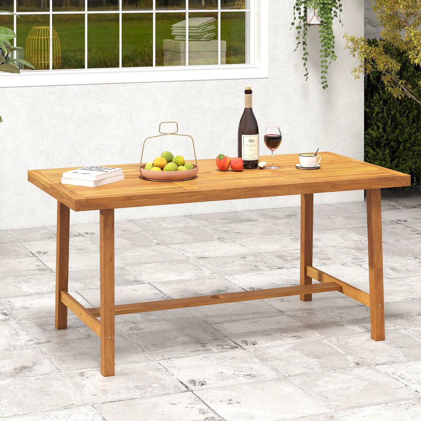 Acacia Wood Dining Table for 6 People Heavy-Duty Indoor Outdoor, Natural Patio Dining Tables at Gallery Canada