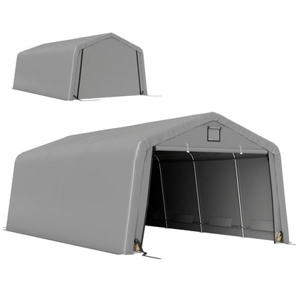 12' x 20' Portable Garage, Heavy Duty Carport Canopy, Light Grey Car Shelters at Gallery Canada