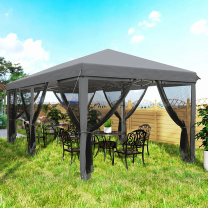 10' x 20' Pop Up Canopy Tent Gazebo, Removable Mesh Sidewall, Carry Bag, Grey Pop Up Canopies at Gallery Canada