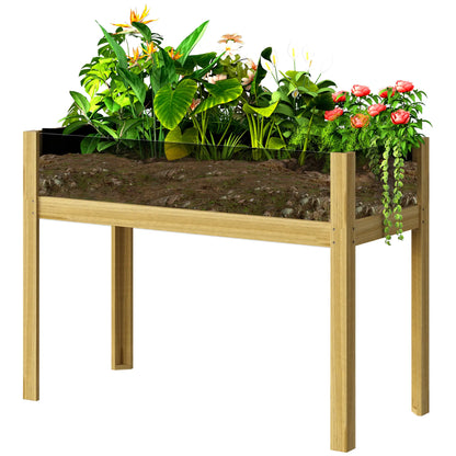 Wooden Raised Garden Bed, Acrylic Panels, Drainage Holes, 43.3" x 19.7" x 31.5" Raised Garden Beds Natural at Gallery Canada