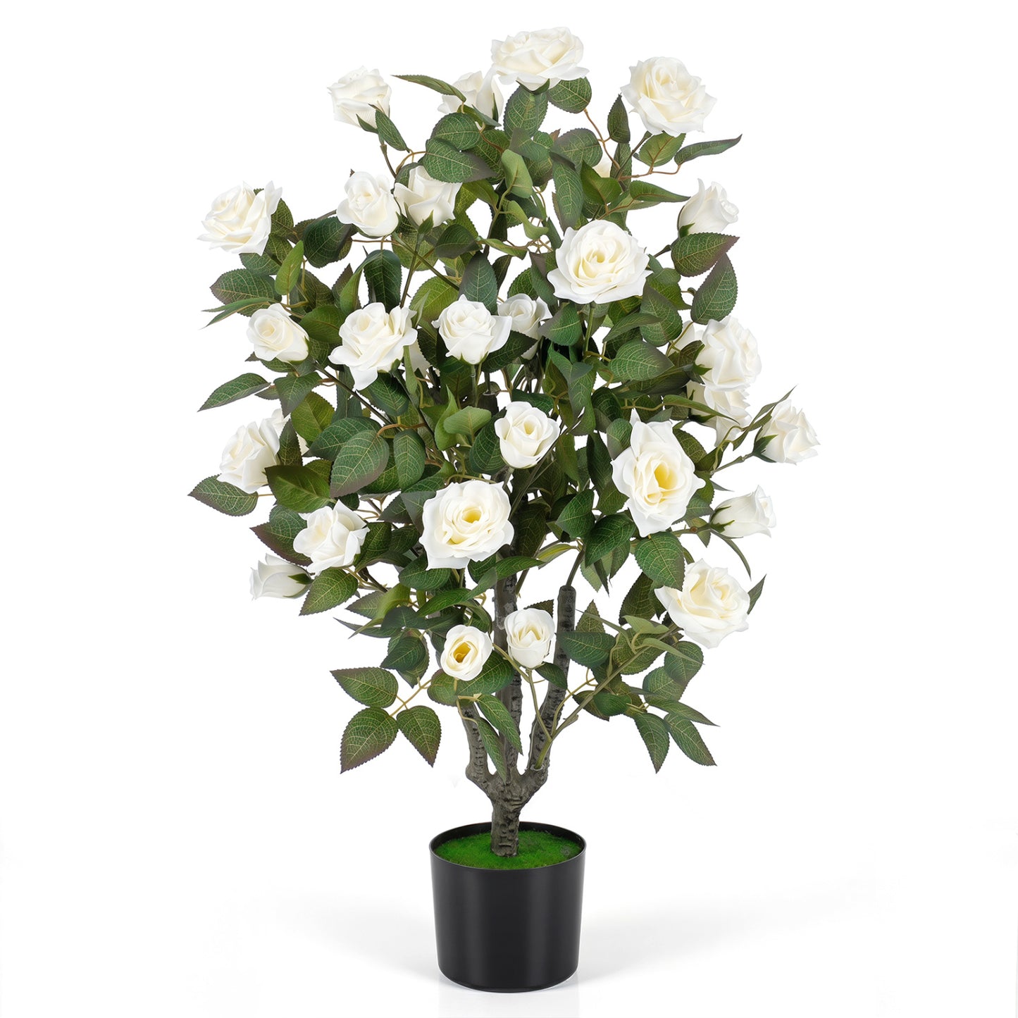 35.5" Artificial Rose Tree, White Faux Plants White at Gallery Canada