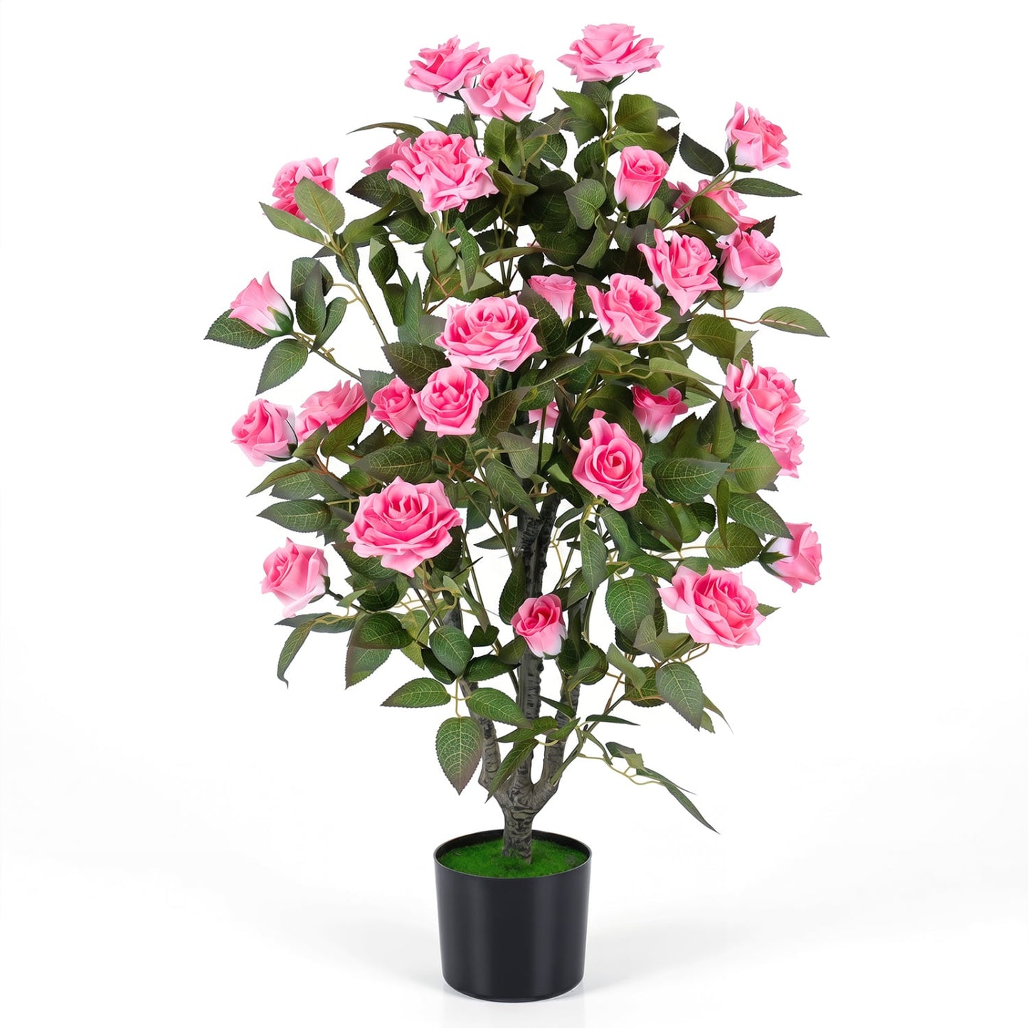 35.5" Artificial Rose Tree, Blooming Flowers & Leaves, Pink Faux Plants Pink at Gallery Canada