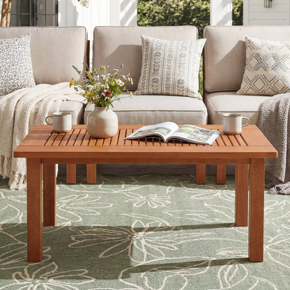 35.5 Inch Outdoor Modern Rectangular Coffee Table with Slatted Top for Backyard Patio Coffee Tables at Gallery Canada