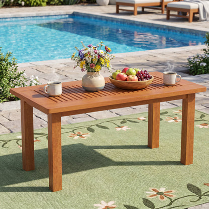 35.5 Inch Outdoor Modern Rectangular Coffee Table with Slatted Top for Backyard Patio Coffee Tables at Gallery Canada