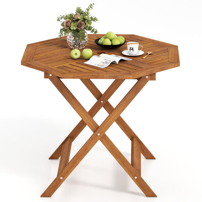 35.5 Inch Solid Wood Patio Dining Table Octagon Table with 1.97 Inch Umbrella Hole Patio Dining Tables at Gallery Canada