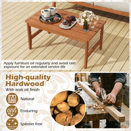 Table basse d'extérieur en bois massif, 35,5", finition teck