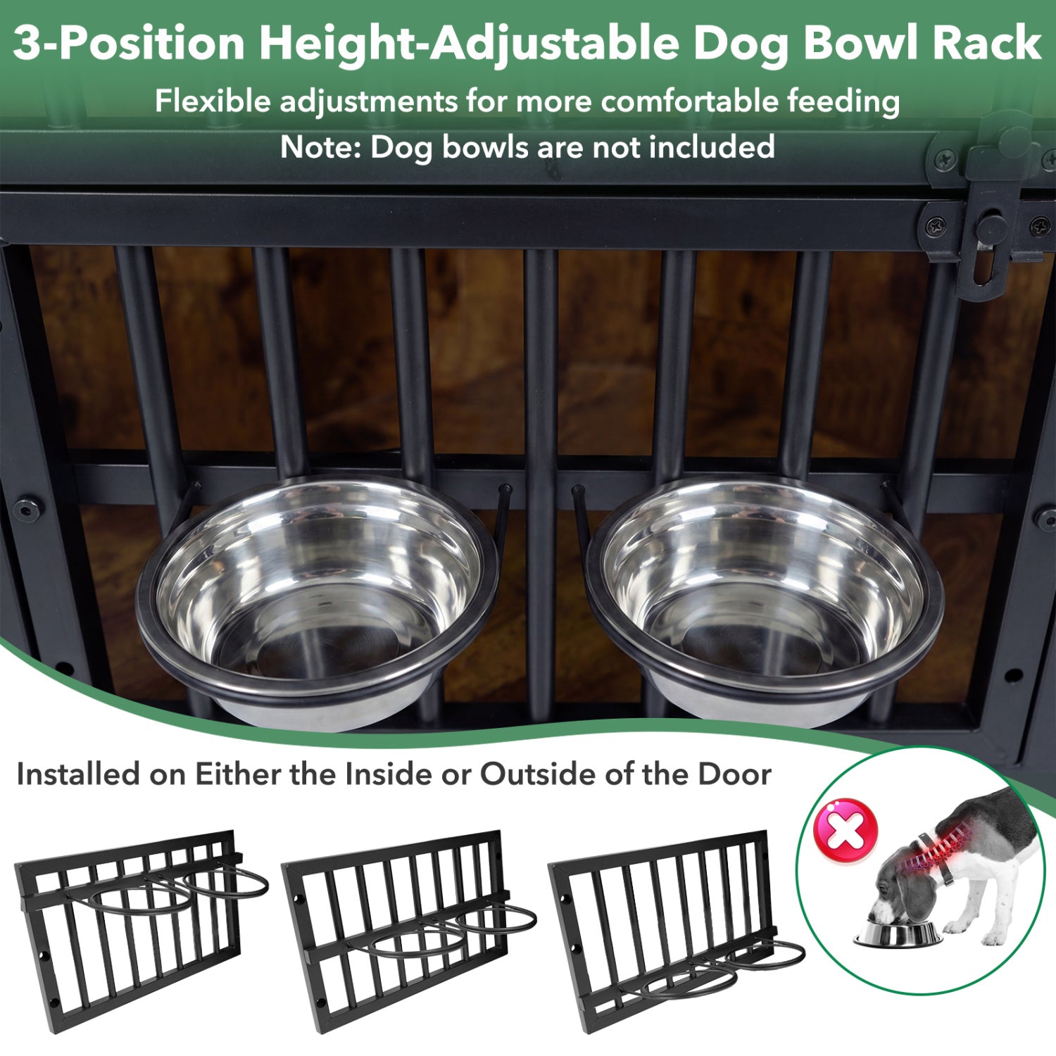 35.5 Inches Wooden Dog Kennel End Table, Dog Bowl Rack, Rustic Brown Dog Kennels at Gallery Canada