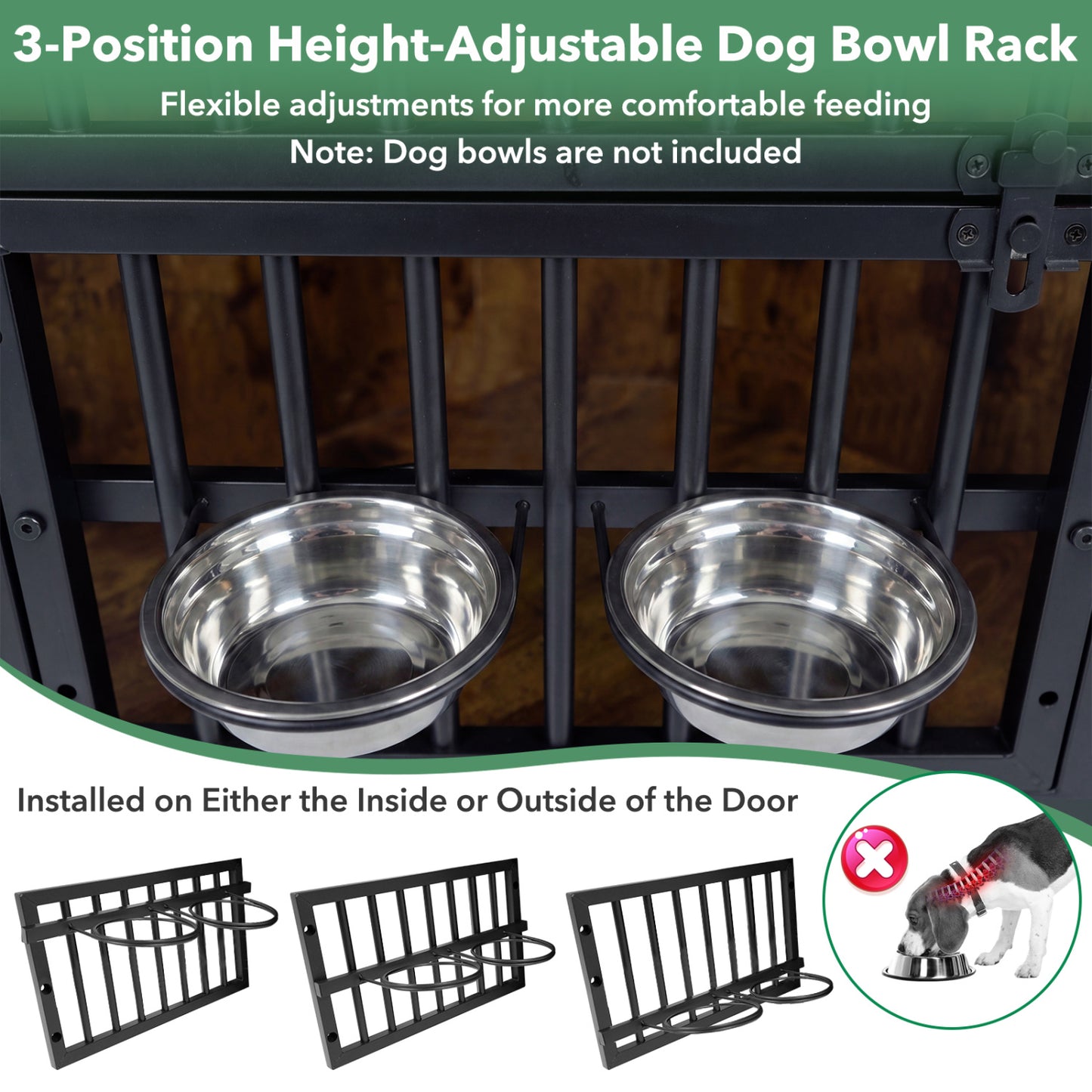 35.5 Inches Wooden Dog Kennel End Table, Dog Bowl Rack, Rustic Brown Dog Kennels at Gallery Canada