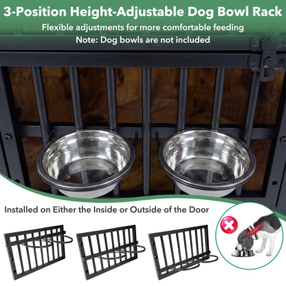 35.5 Inches Wooden Dog Kennel End Table, Dog Bowl Rack, Rustic Brown Dog Kennels at Gallery Canada