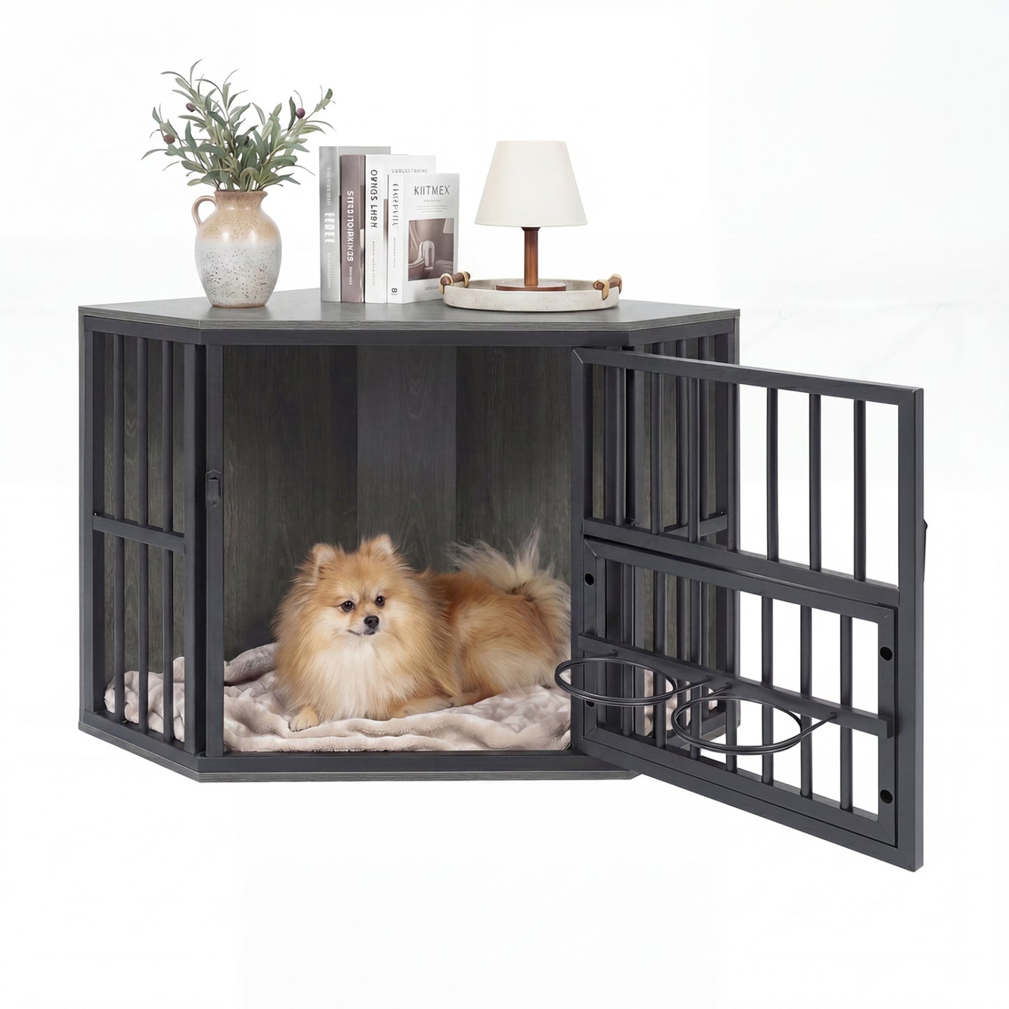 Wooden Dog Kennel End Table, 35.5 In, Oak Dog Kennels at Gallery Canada
