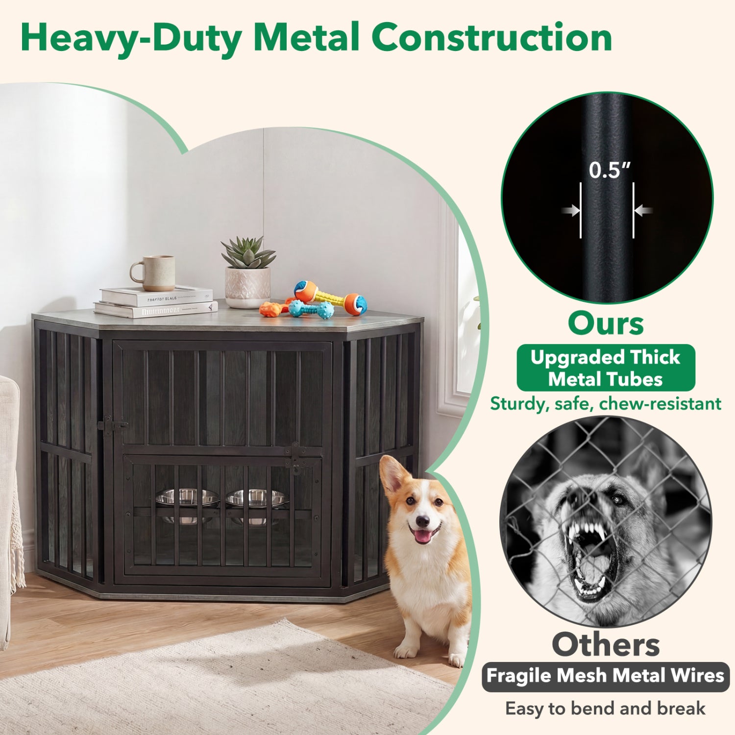 Wooden Dog Kennel End Table, 35.5 In, Oak Dog Kennels at Gallery Canada