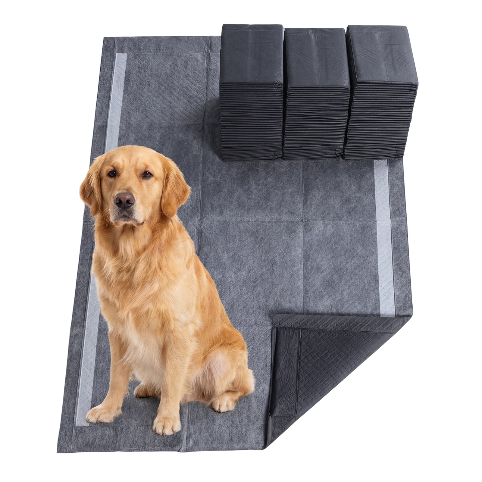 35.5" x 24" Dog Pee Pads, 6-Layer, Charcoal, Black