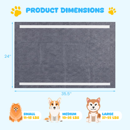 35.5" x 24" Dog Pee Pads, 6-Layer, Charcoal, Black Dog Supplies at Gallery Canada