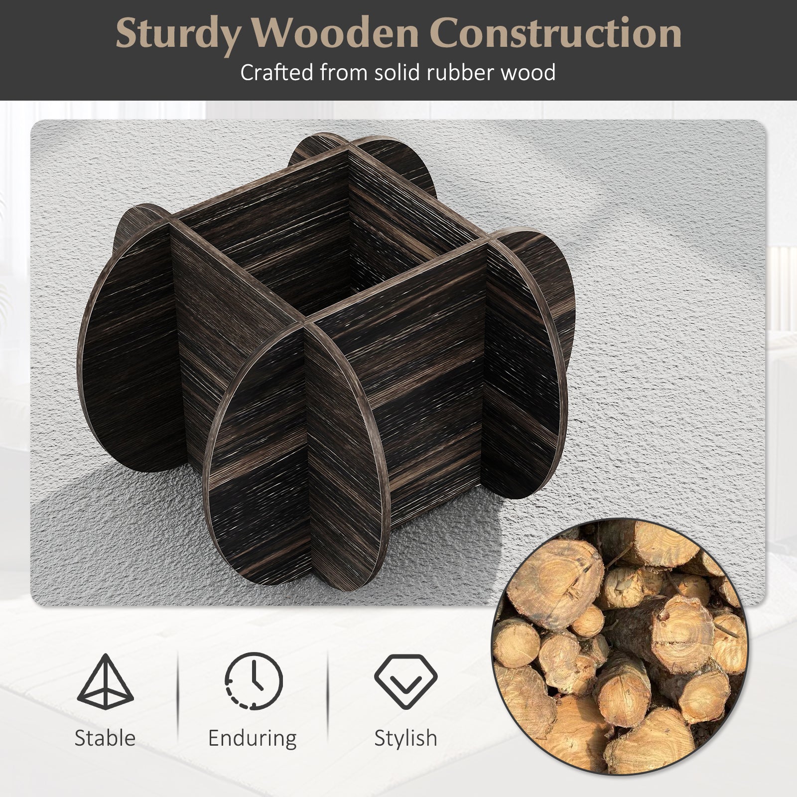 35" Round Coffee Table Unique Circle Center Table with Tempered Glass Top and Solid Wood Base, Black End & Side Tables at Gallery Canada