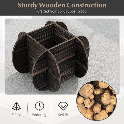 35" Round Coffee Table Unique Circle Center Table with Tempered Glass Top and Solid Wood Base, Black End & Side Tables at Gallery Canada