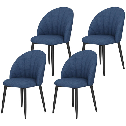 Modern Dining Chairs Set of 4, Upholstered, Metal Legs, Blue Dining Chairs Blue, Black at Gallery Canada