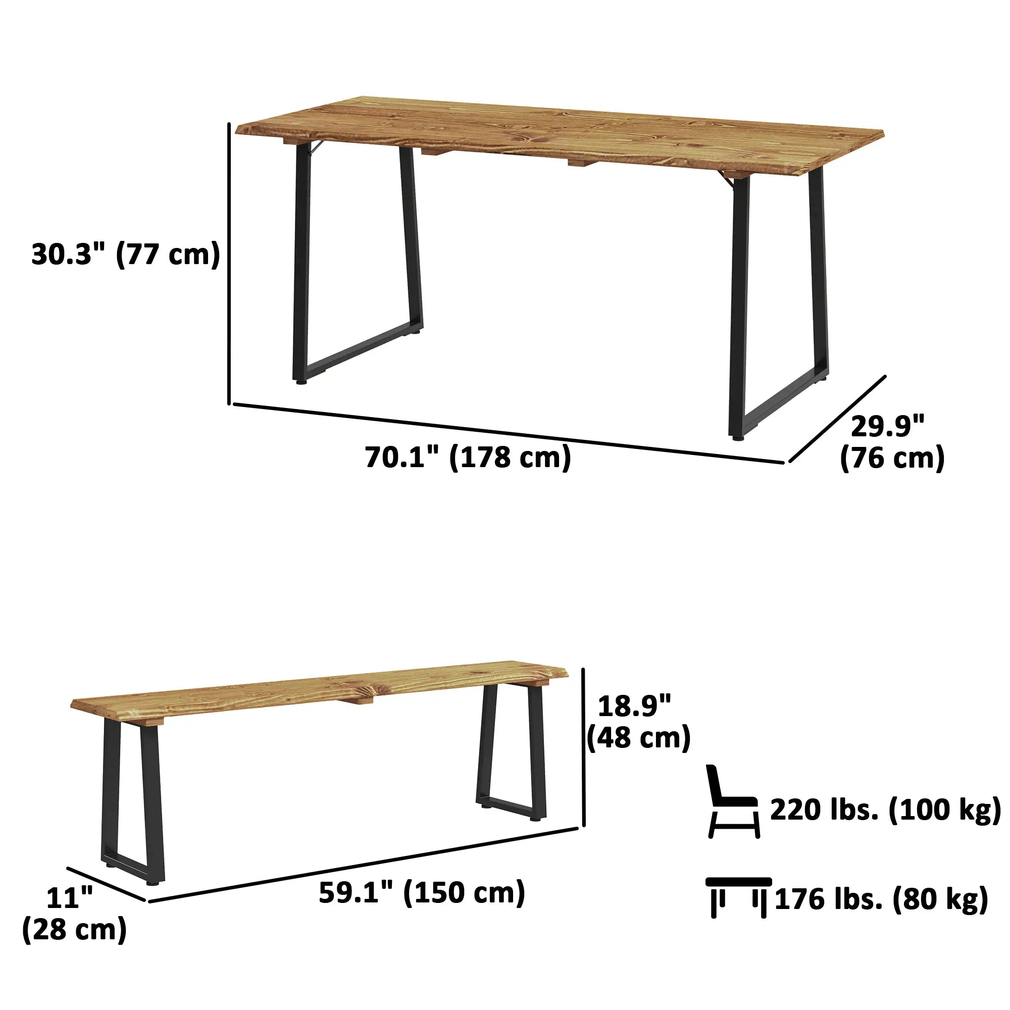 Picnic Table and Bench Set for 6, 2