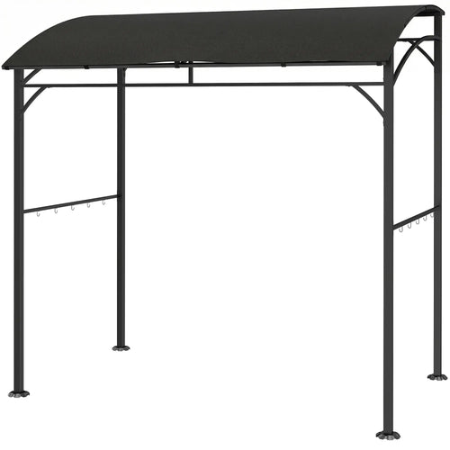 7' x 5' Black Garden Grill Canopy, BBQ Gazebo Tent With Steel Frame, Black