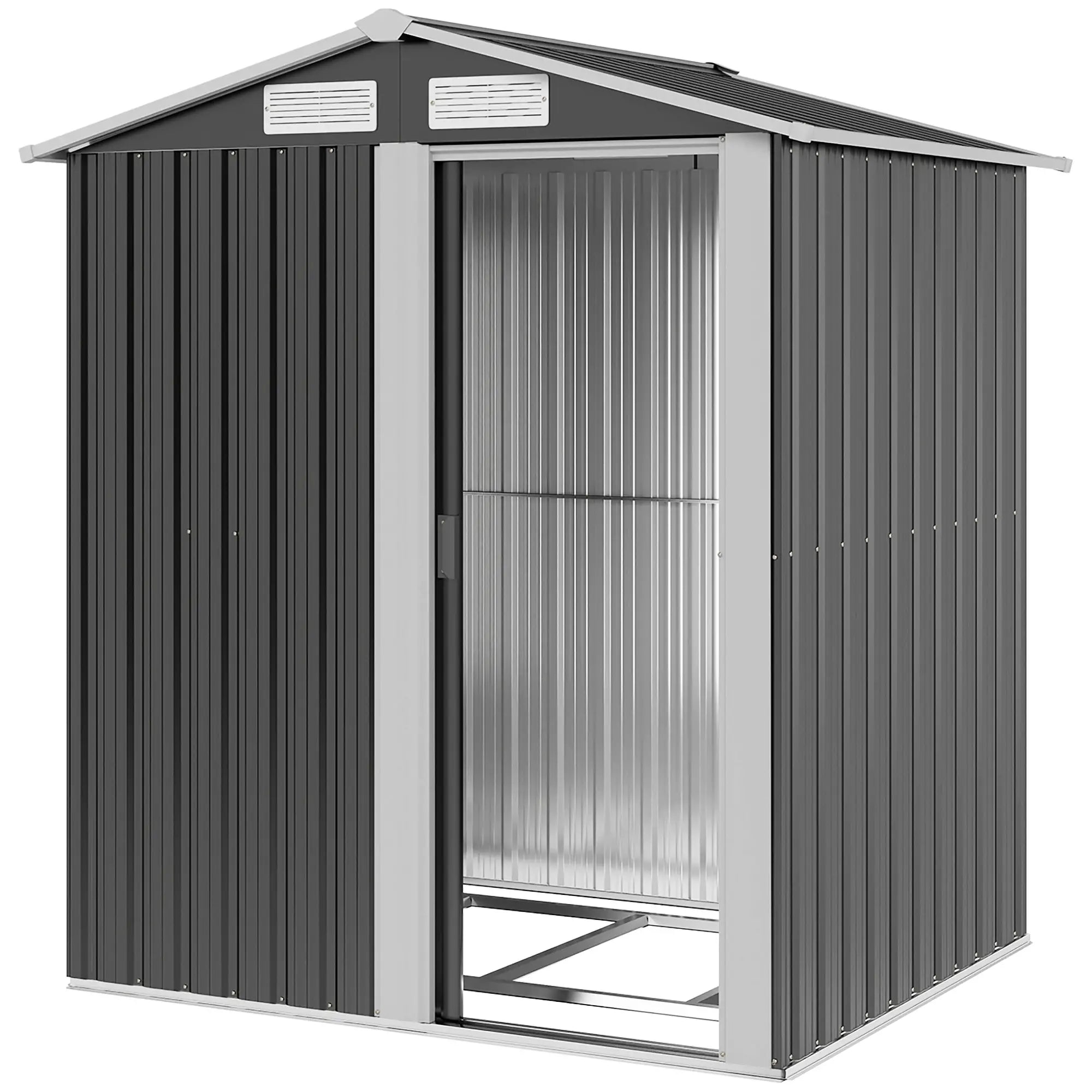 5ft x 4ft Metal Storage Shed, Sliding Door, Top Vents, Dark Grey Sheds Dark Grey at Gallery Canada