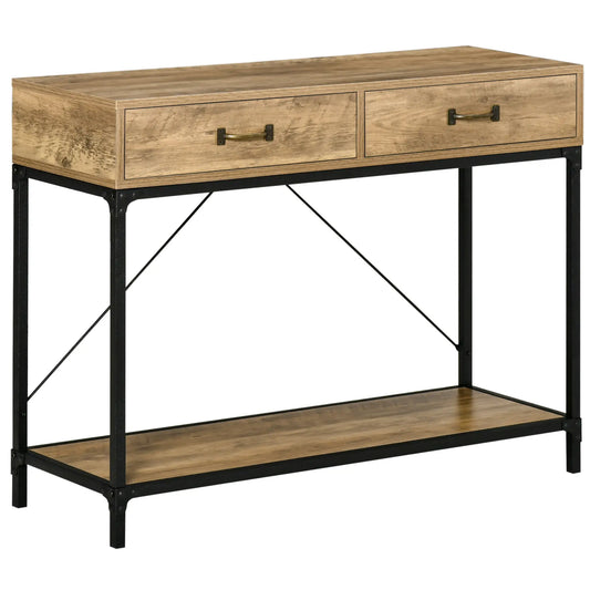 39" Vintage Console Table, Narrow Entryway with Drawers, Brown Console Tables Brown at Gallery Canada