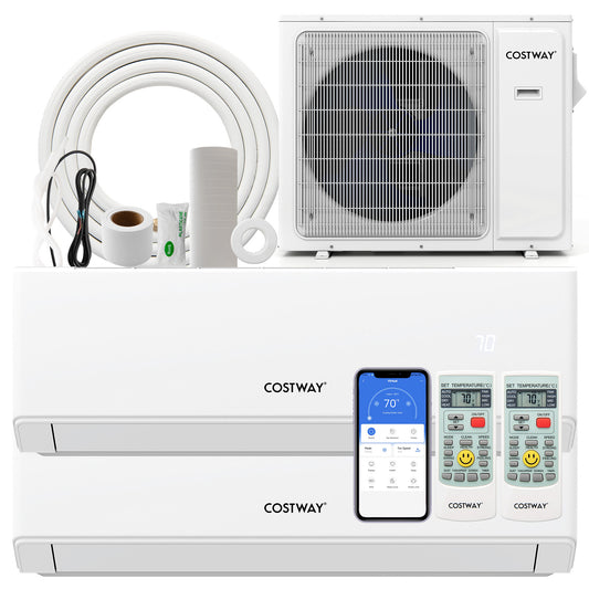 36000 BTU 2 Zone 23 SEER2 Mini Split Air Conditioner Wifi Enabled with Heat Pump-12K + 12K, White Mini Split Air Conditioners White at Gallery Canada