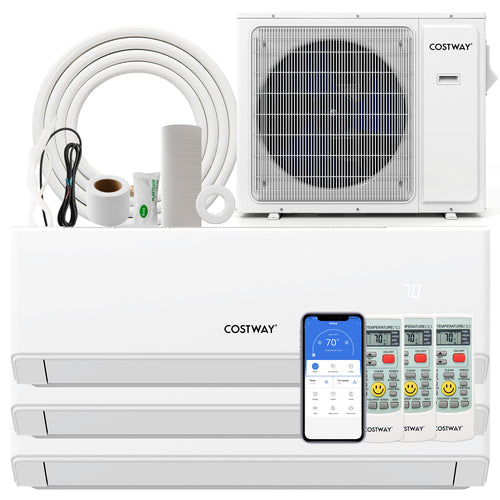 36000 BTU 3 Zone 23 SEER2 Mini Split Air Conditioner Wifi Enabled with Heat Pump-12K + 12K + 12K, White