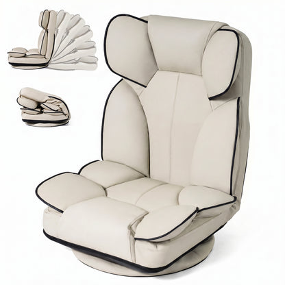 360 Swivel Floor Gaming Chair, 6-Position Backrest, Beige Floor Chairs Beige at Gallery Canada