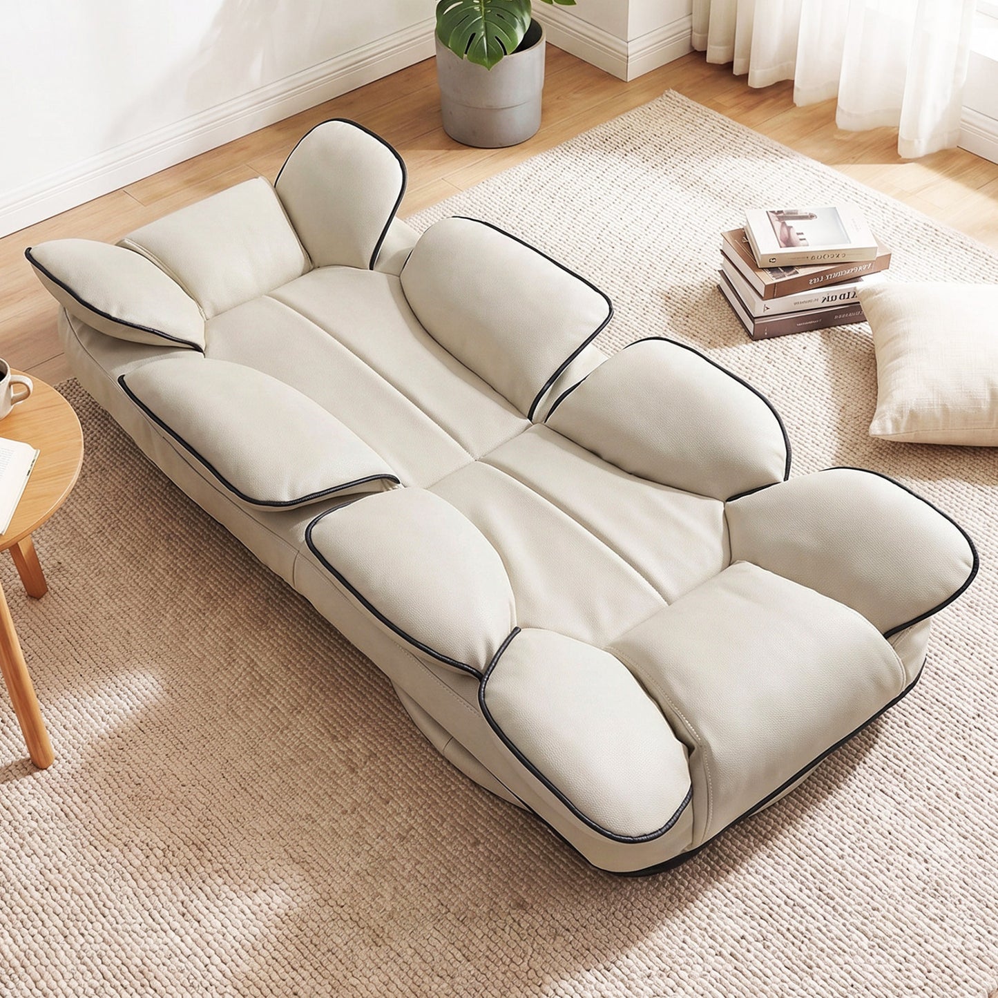360 Swivel Floor Gaming Chair, 6-Position Backrest, Beige Floor Chairs at Gallery Canada