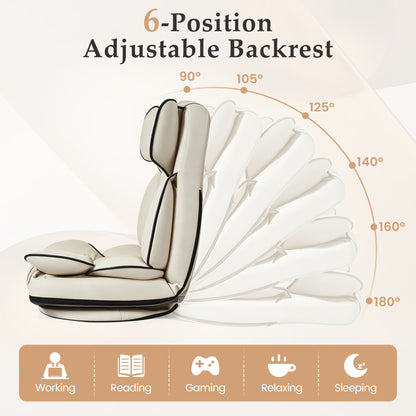 360 Swivel Floor Gaming Chair, 6-Position Backrest, Beige Floor Chairs at Gallery Canada