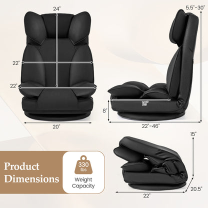 Swivel Floor Gaming Chair, Adjustable Backrest, Black Floor Chairs at Gallery Canada