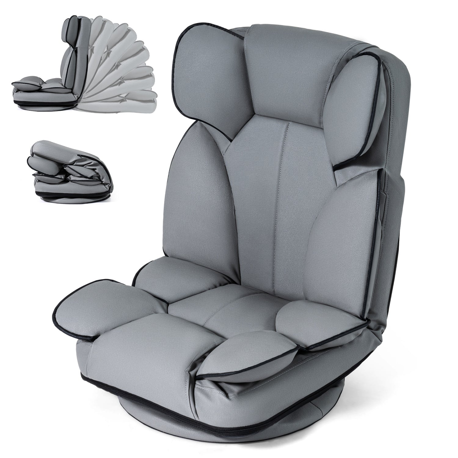 360° Swivel Floor Gaming Chair Floor Chairs Gray at Gallery Canada