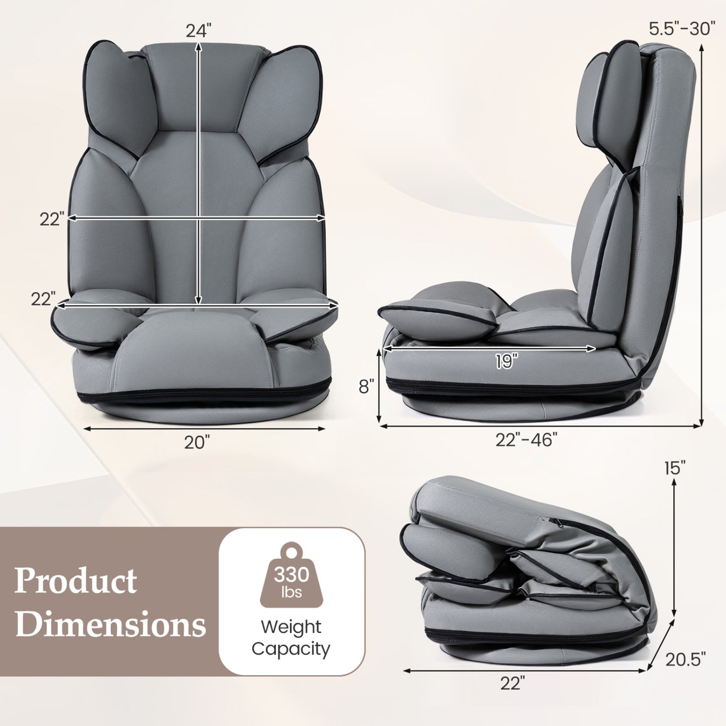 360° Swivel Floor Gaming Chair Floor Chairs at Gallery Canada