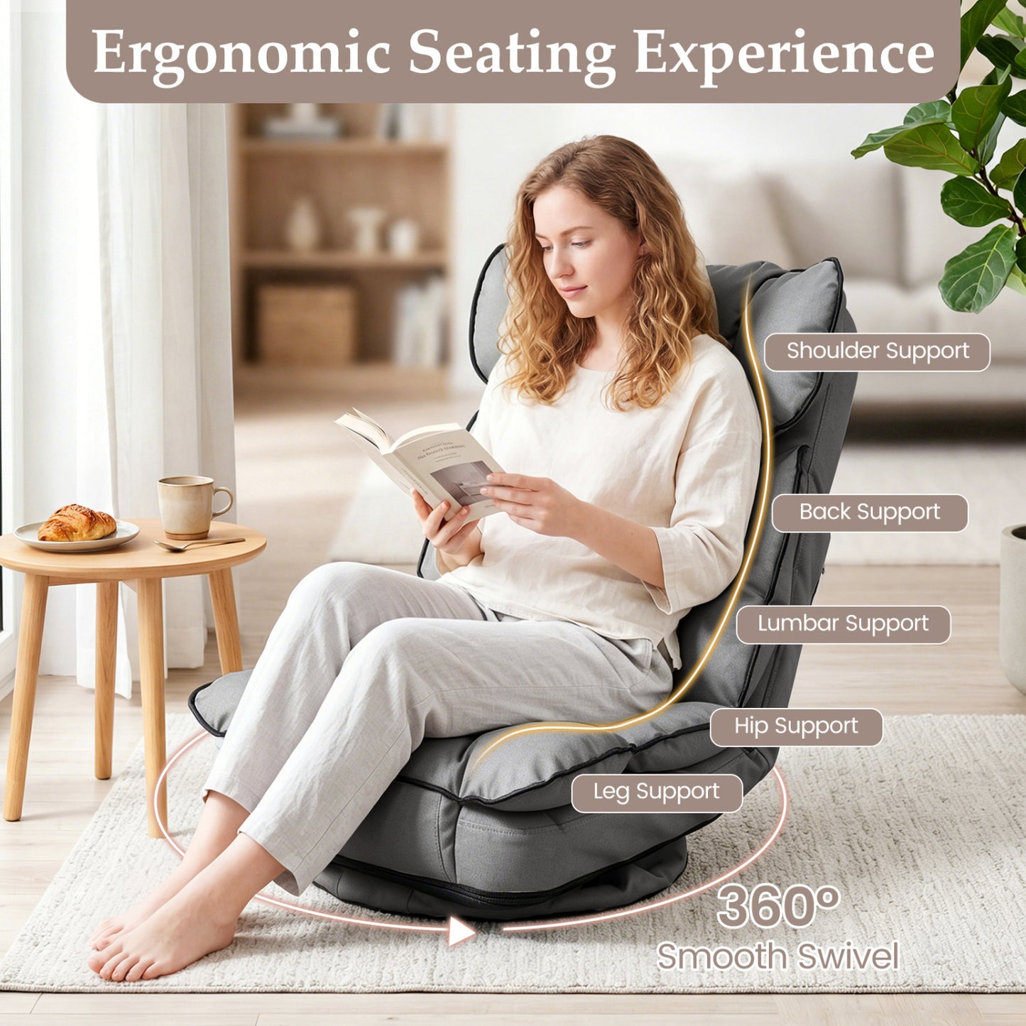 360° Swivel Floor Gaming Chair Floor Chairs at Gallery Canada