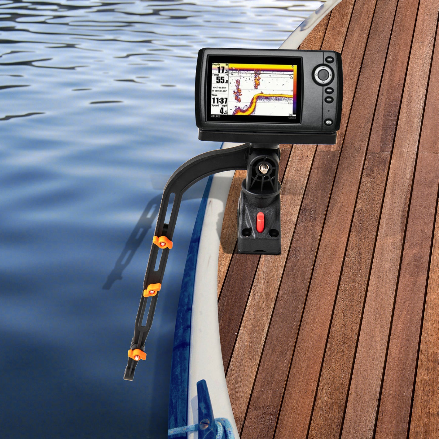 Accessoire de bateau de pêche rotatif à 360°, lot de 2, noir